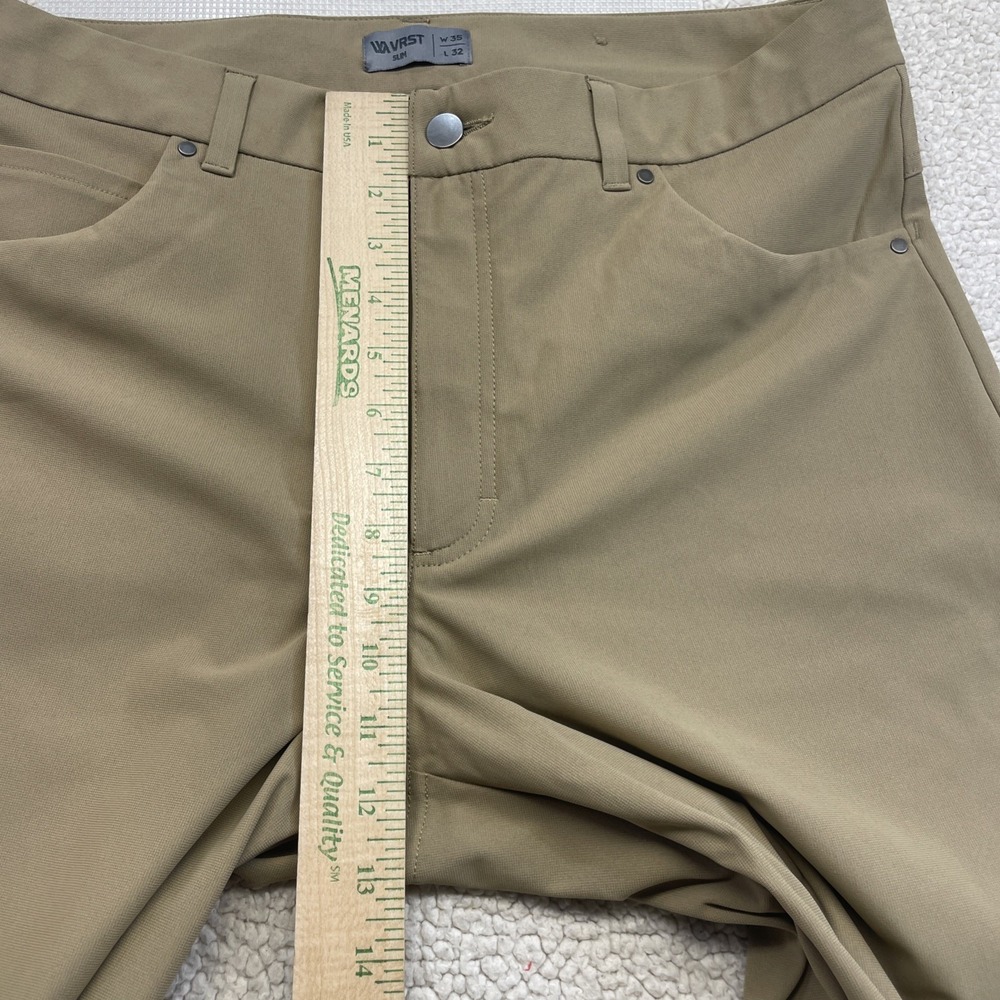 VRST Pants Mens 35x32 Tan Limitless Slim Fit 5-Pocket Performance Chino Trouser - Picture 5 of 11